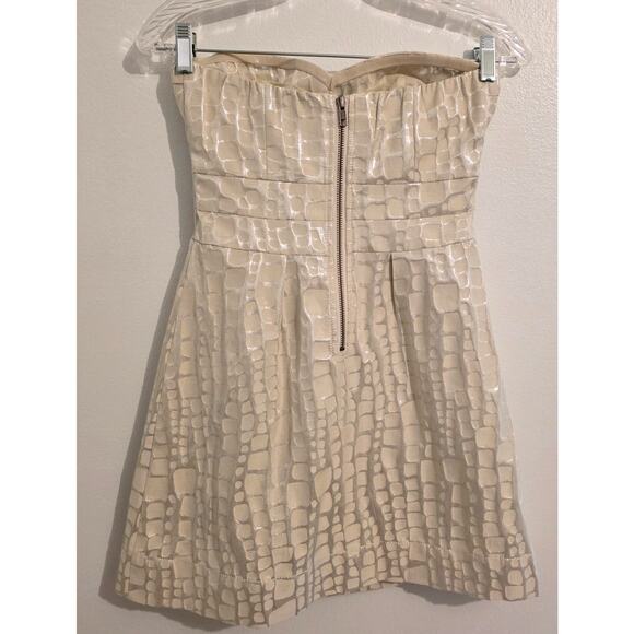 American Eagle Outftters Strapless Mini Dress Size 2 Cream/Metallic Fully Lined - Picture 2 of 5